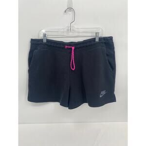 Nike Womens Sportswear Icon Clash Sweat Shorts Black Pink Drawstring Size XL